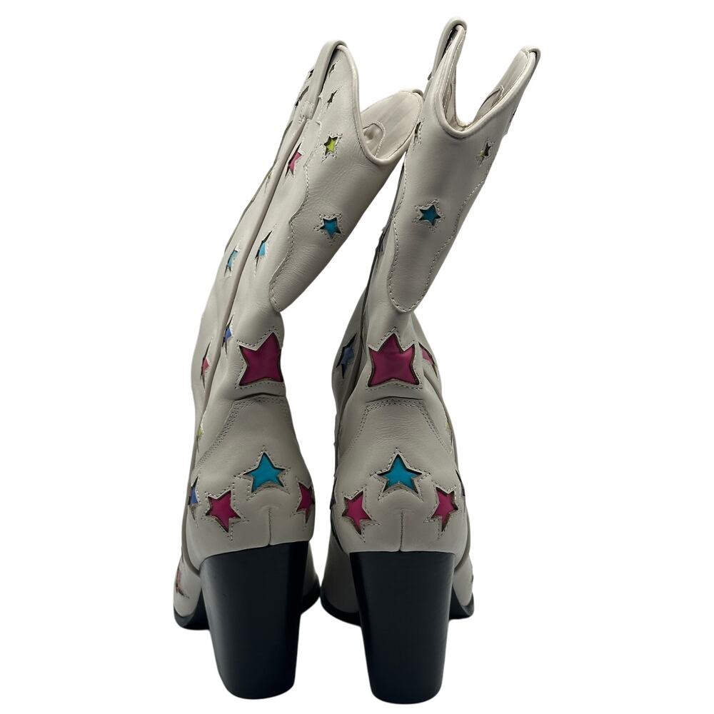 STEVE MADDEN Luminous Western Cowboy Boot Stars White Multi Sz 10 $230 - Picture 6 of 8